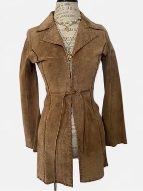 Women's Brown Suede Tie-Waist Jacket